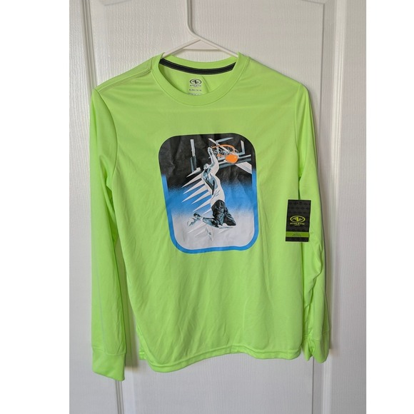 Athletic Works Other - Athletic Works Boys Lime Green Basketball Graphic Long Sleeve Shirt XL 14-16